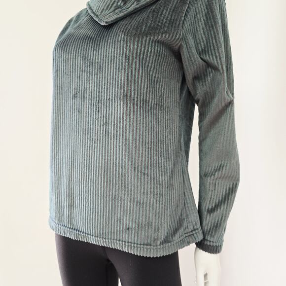 Wooly Bully Wear Colorado Pullover Sweater Size M Gray Velour Convertible Neck - Picture 4 of 7